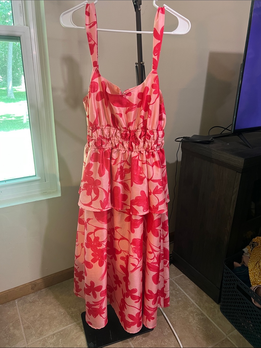 Hutch Pink and Coral Floral Midi Dress 2270